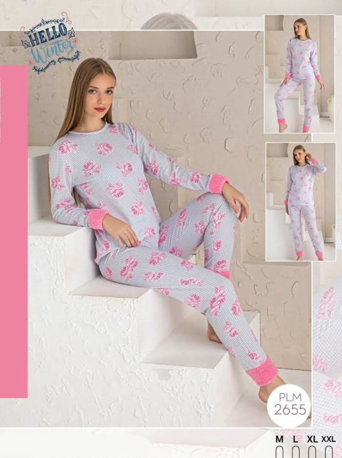 4 1 - Pijama Vatuita cu mansete cocolino rose