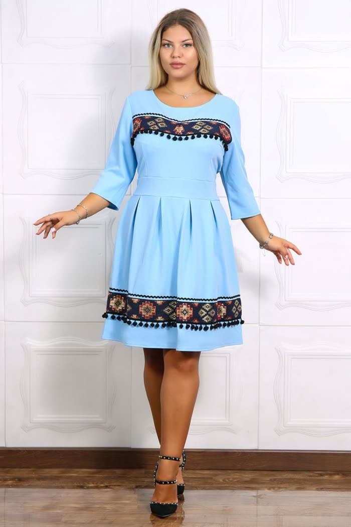 Rochie Traditionala Ilinca Turcuaz