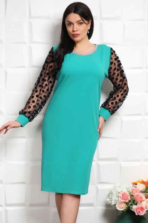 IMG 3192copy - Rochie Melinda cu Accesoriu si Maneci de Tull Mint