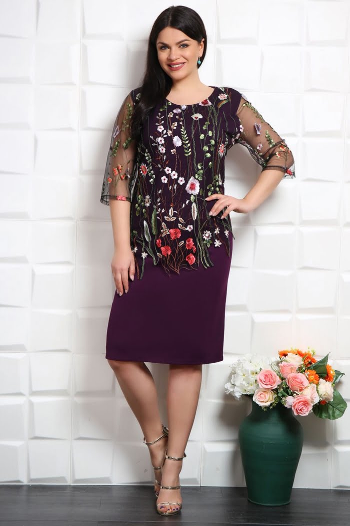 IMG 3227 - Rochie de ocazie Darina cu broderie florala mov