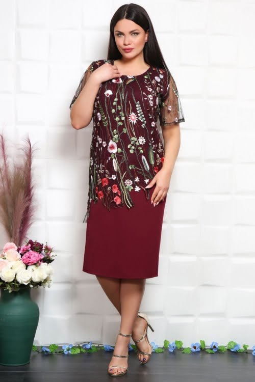 IMG 3400 - Rochie de ocazie Darina cu broderie florala bordo