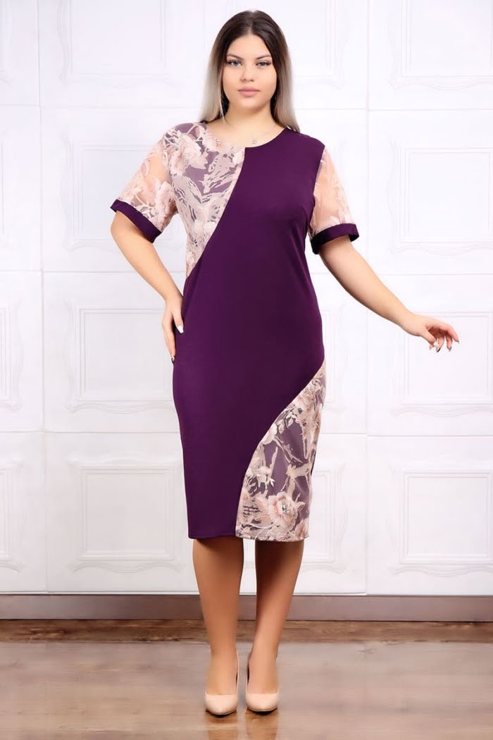 Rochii de ocazie Yves Fashion 45 - Rochie Eleganta Ami Mov Pruna