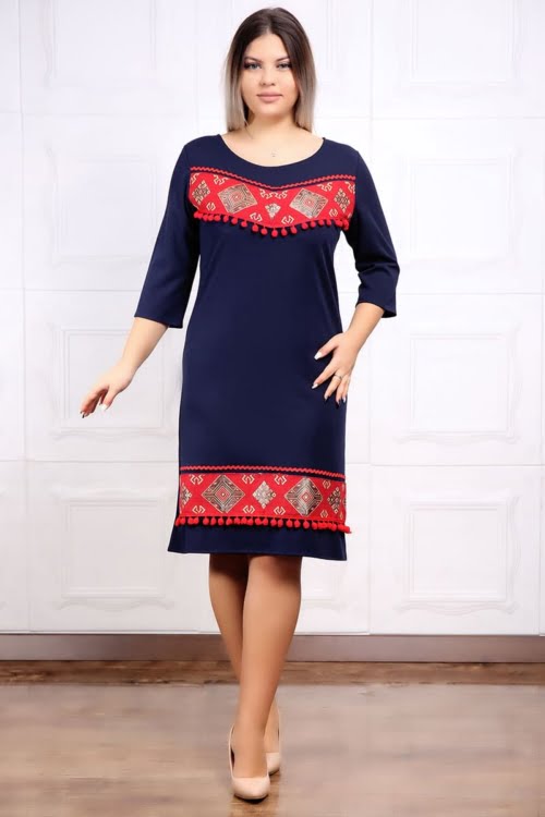 Rochii de ocazie Yves Fashion 99 - Rochie de ocazie traditionala Andrada Bleumarin Ciucuri