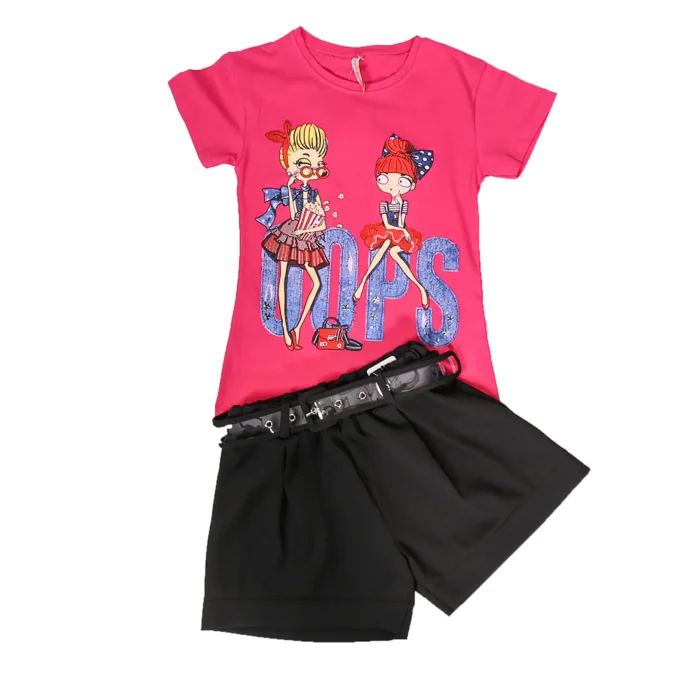 Pantalon scurt si Tricou 5-13 Ani Ares Fucsia