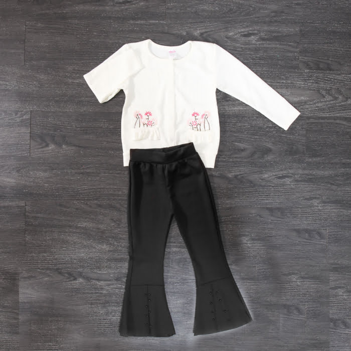 IMG 0100 - Cardigan Embrodery si Pantalon Fetite 5-13 Ani White