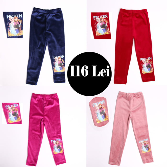 Set Frozen 1 - Set 4 x Pantalon Catifea Fetite 2-10 Ani Frozen