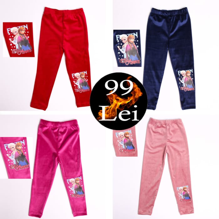 Set Frozen Elsa 2 - Set 4 x Pantalon Catifea Fetite 2-10 Ani Frozen Sisters