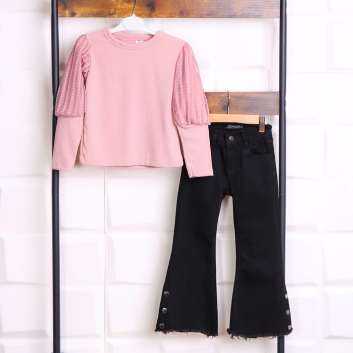 IMG 0606 - Set Fetita 5-12 Ani Black Jeans Pink