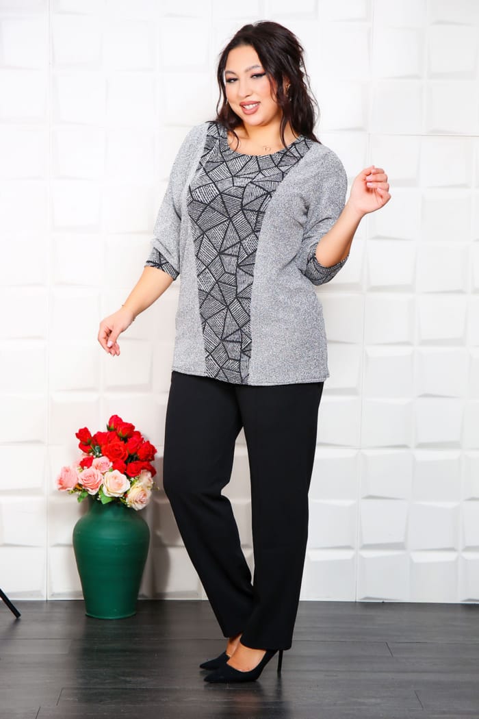 Compleu Elegant din 2 piese Lurex Lulu Argintiu