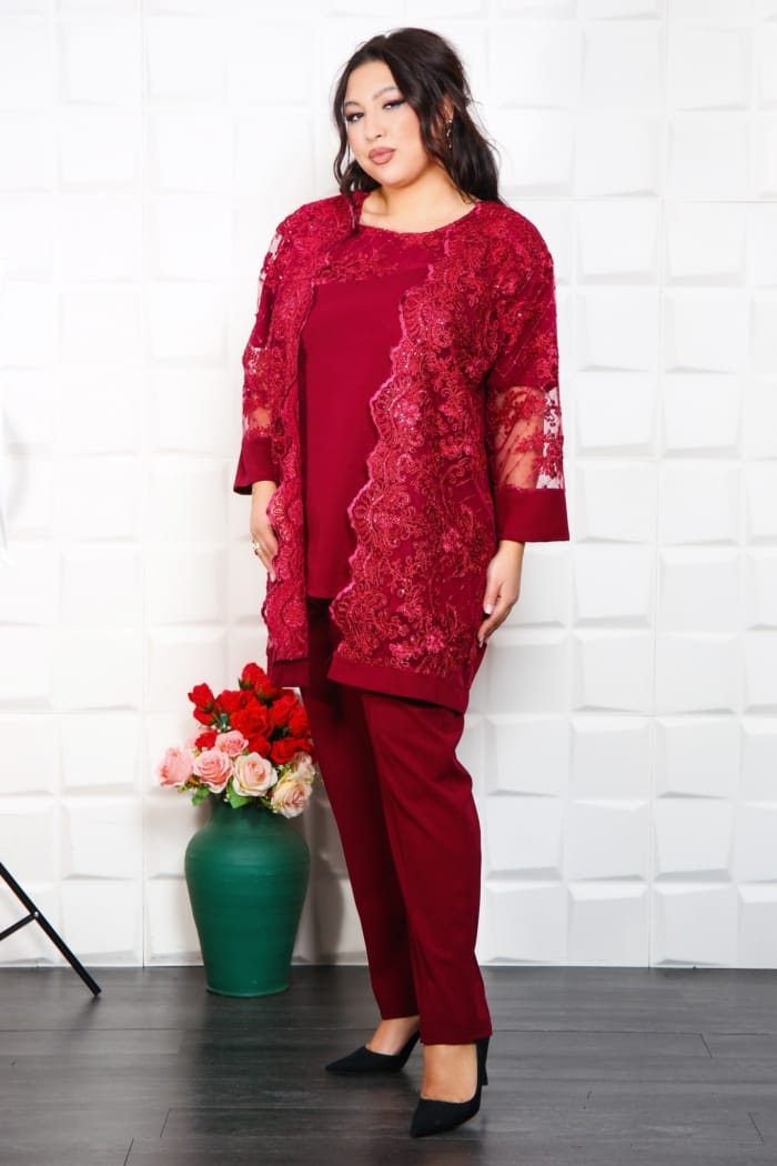 Compleu Elegant din 3 piese Fiesta Bordo