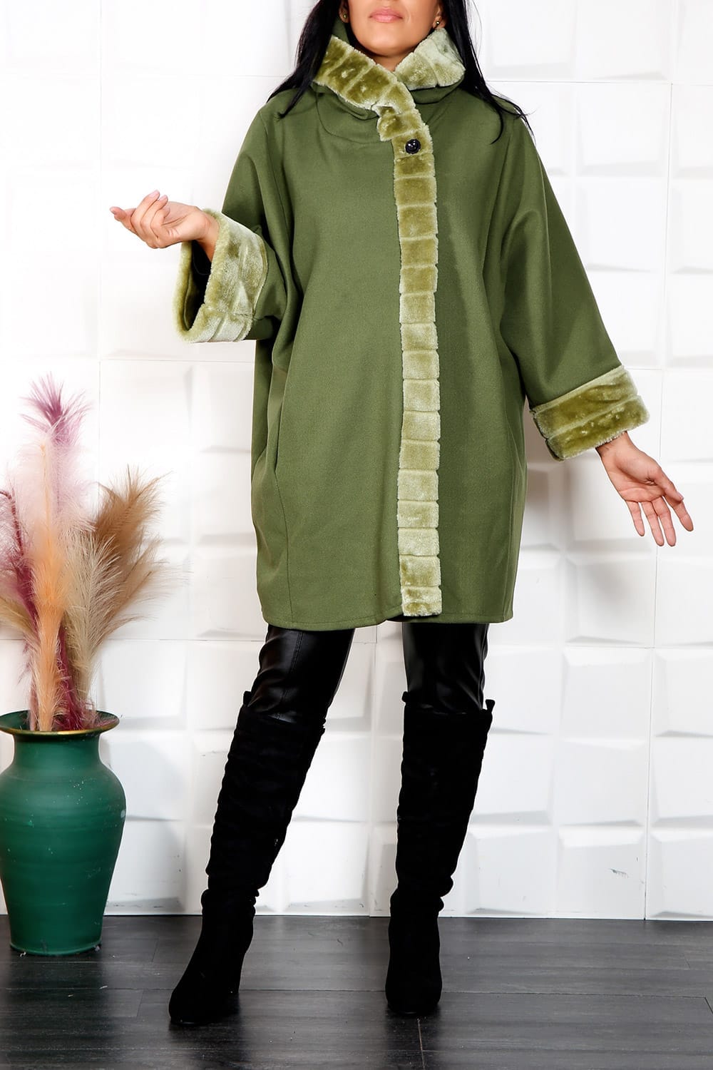 VERONA O - Jacheta cu gluga si blanita Verona olive