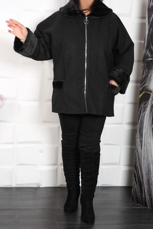 OLSO N - Jacheta cu blanita din stofa Oslo negru