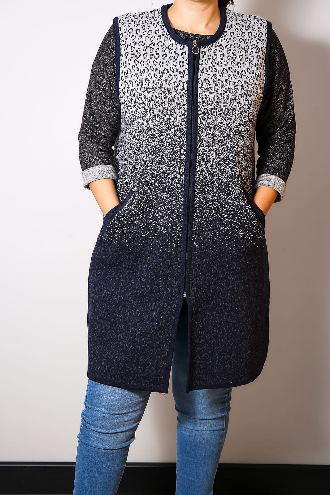 IMG 3084 - Vesta Tricotata Lunga Fermoar Navi