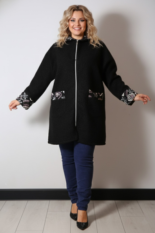 img 3433 - Jacheta din stofa buclee Negru