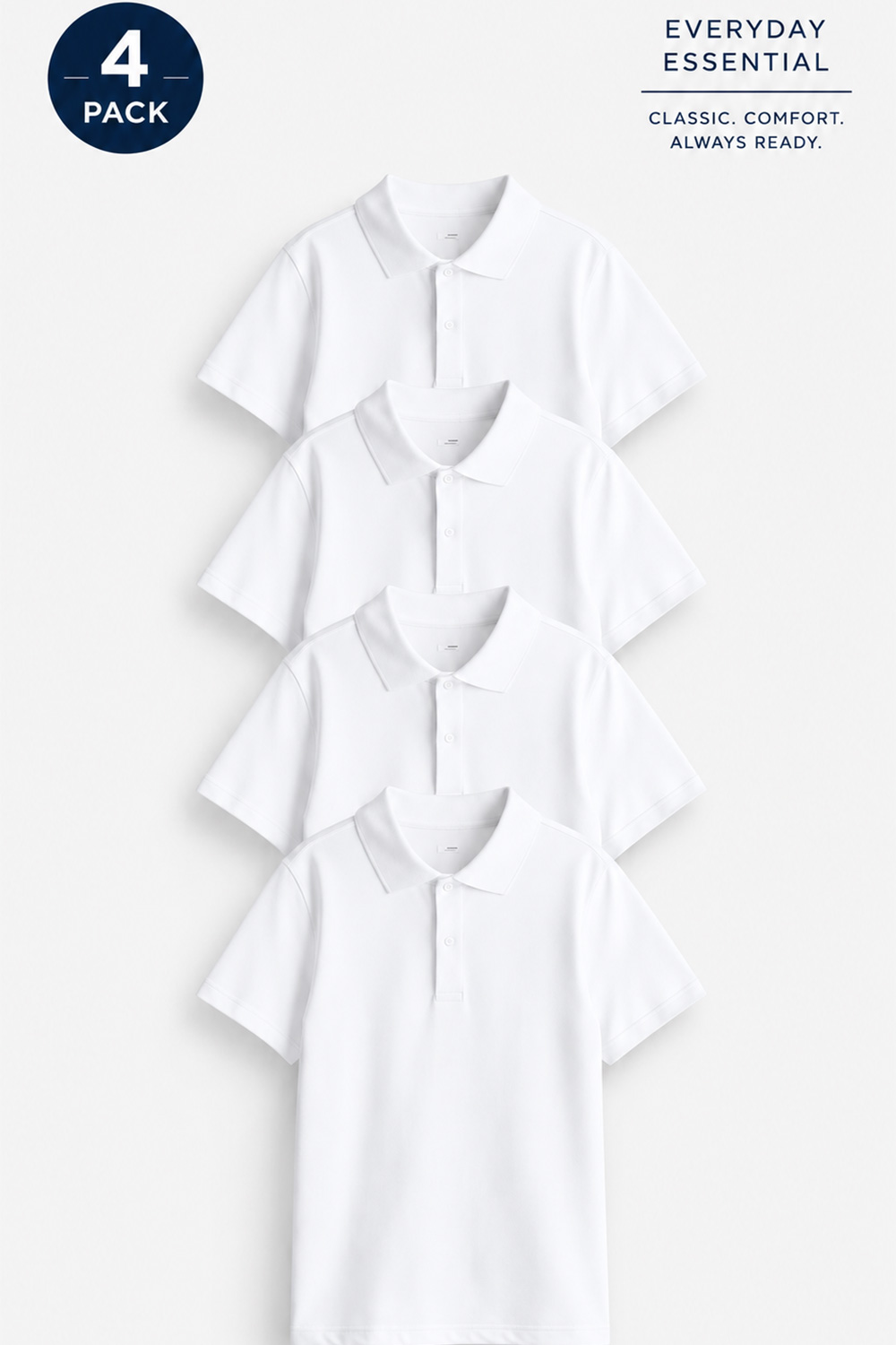 4 SET - Set 4 x Tricou Polo Scoala 8-13 Ani Alb