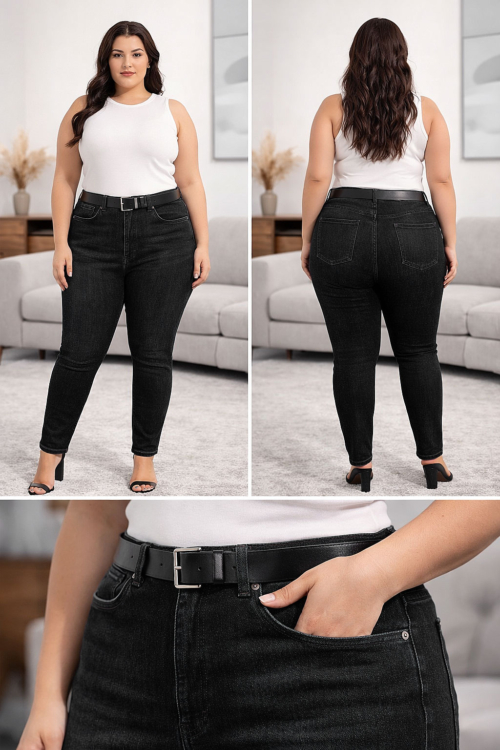 Blugi 1 1 - Blugi Momfit Negru