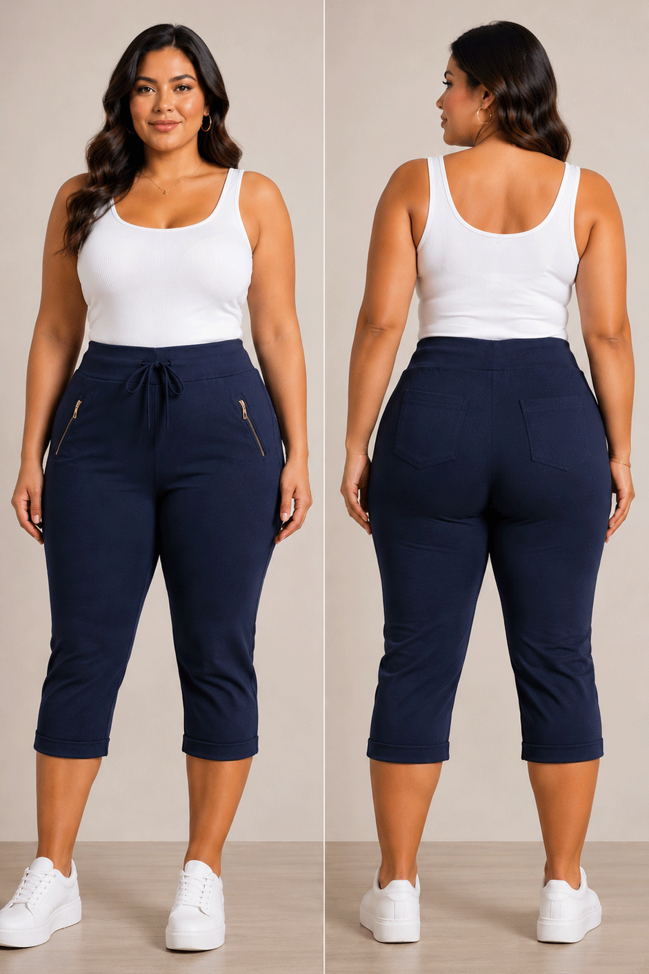 bleumarin - Pantalon Trei Sferturi Bleumarin