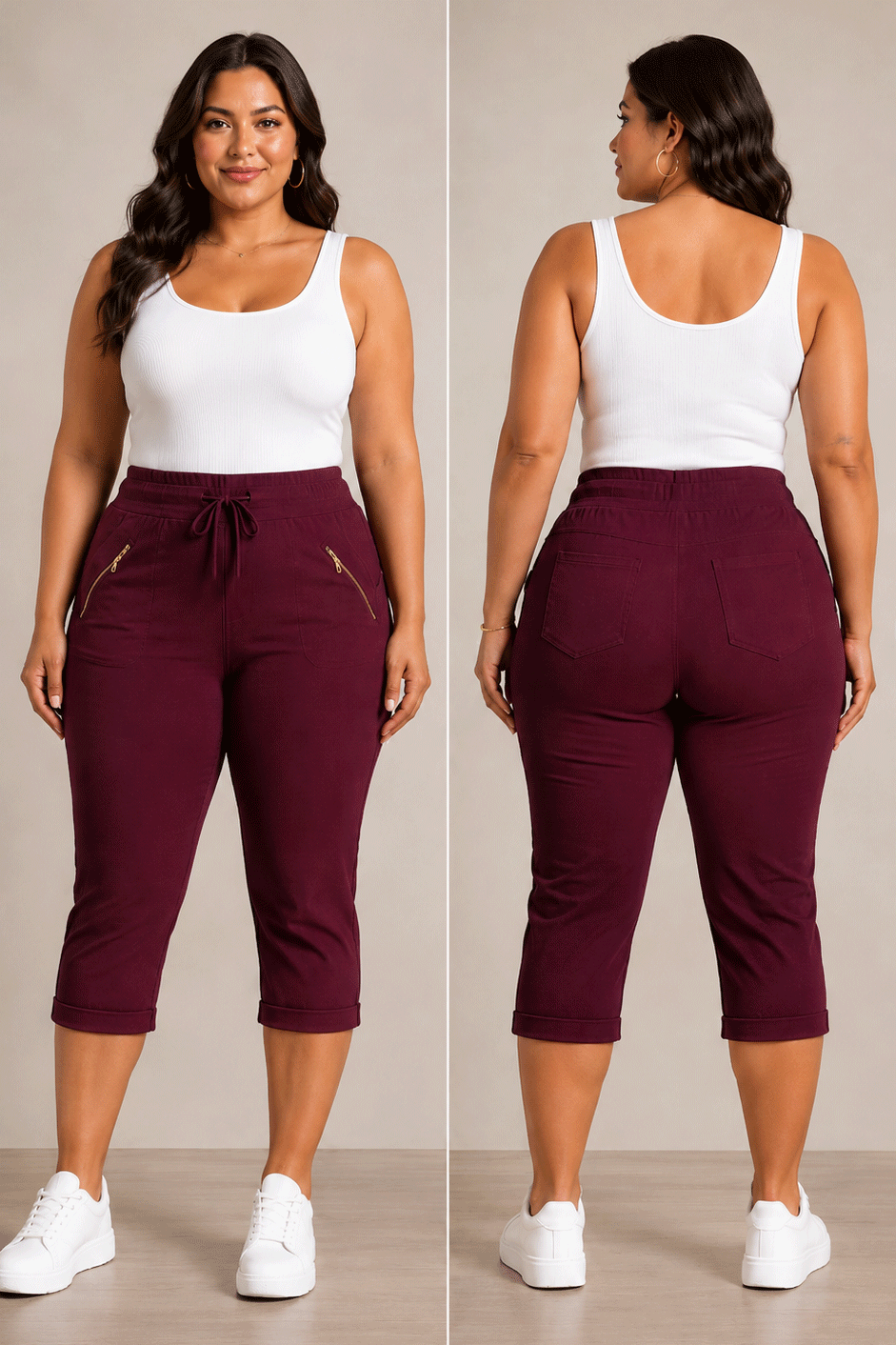 bordo - Pantalon Trei Sferturi Bordo